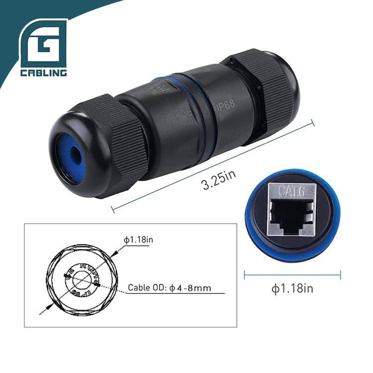 Gcabling FTP shielded IP68 RJ45 Cat6 inline coupler Waterproof Network Adaptor - Gcabling