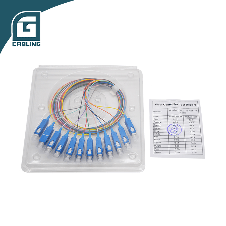 Gcabling 1M SC/UPC G657A1 SM 12 fibers pigtail sc fiber pigtail connector - Gcabling