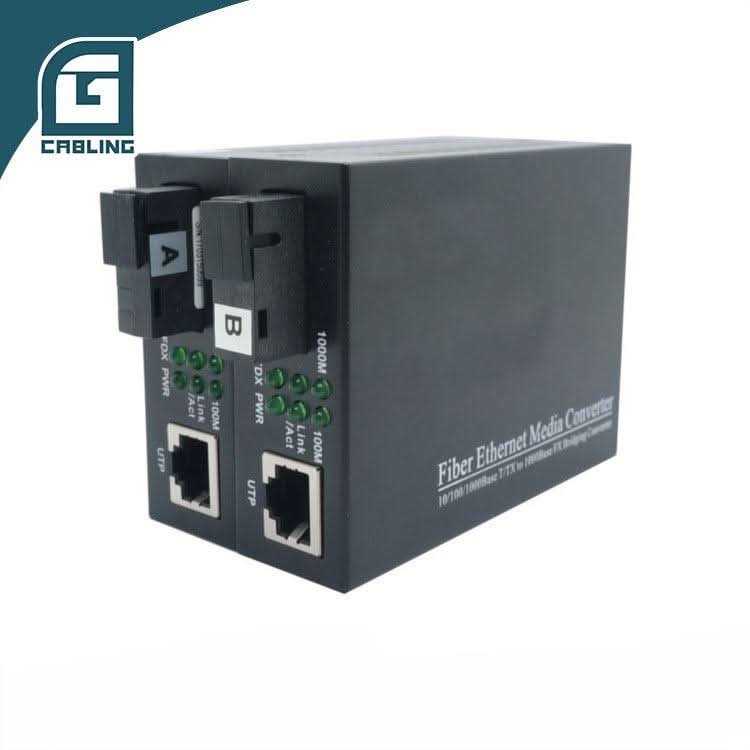 Gcabling Simplex 10/100/1000Mbps 20km RJ45 SC SM Fiber Converter fibre optic transceivers - Gcabling