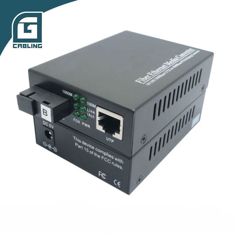 Gcabling Simplex 10/100/1000Mbps 20km RJ45 SC SM Fiber Converter fibre optic transceivers - Gcabling