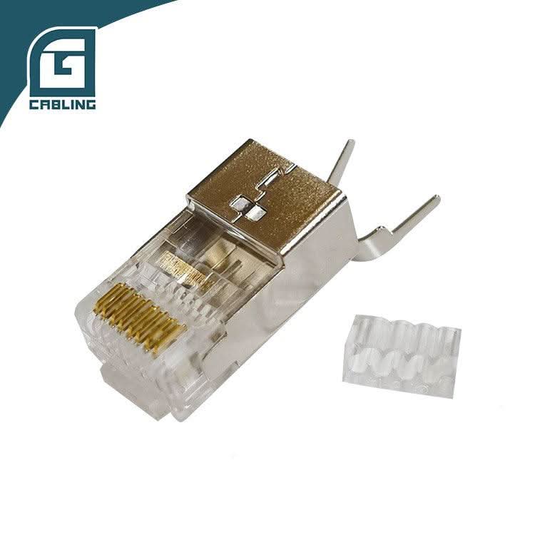 Gcabling 8P8C Cat6A FTP rj45 plug connections Pass Through with Wire Clip - Gcabling