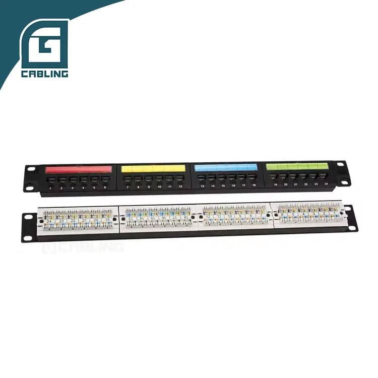 Gcabling UTP Cat6 Cat6A 1U 19″ 24 Port copper patch panel - Gcabling