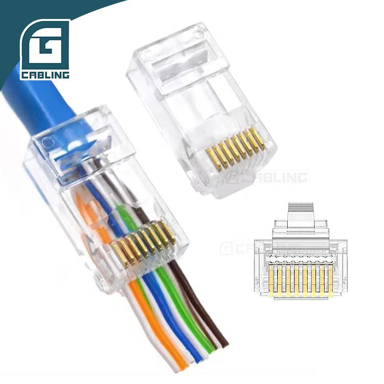Gcabling Cat5E UTP connectors Cat6 rj45 pass through RJ45 Plug - Gcabling