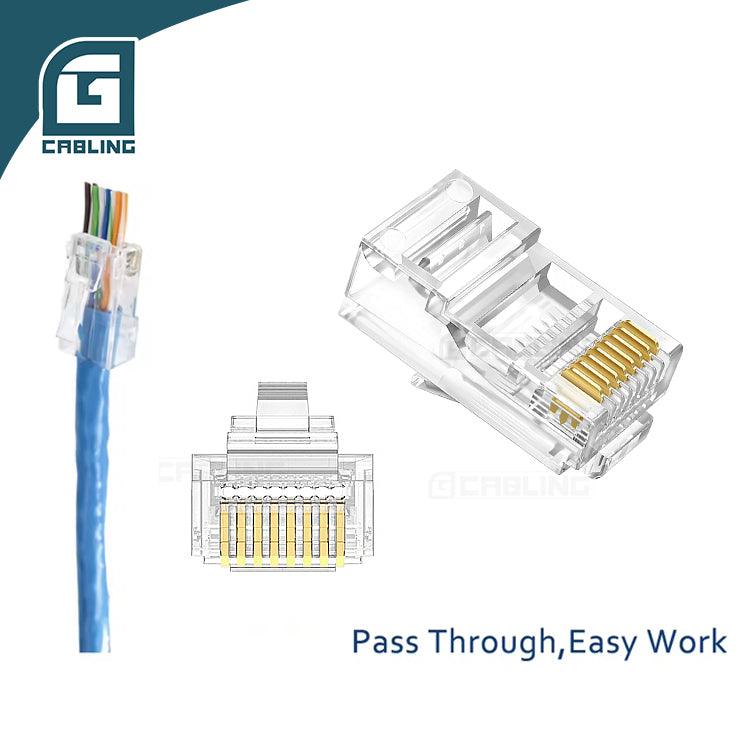 Gcabling Cat5E UTP connectors Cat6 rj45 pass through RJ45 Plug - Gcabling