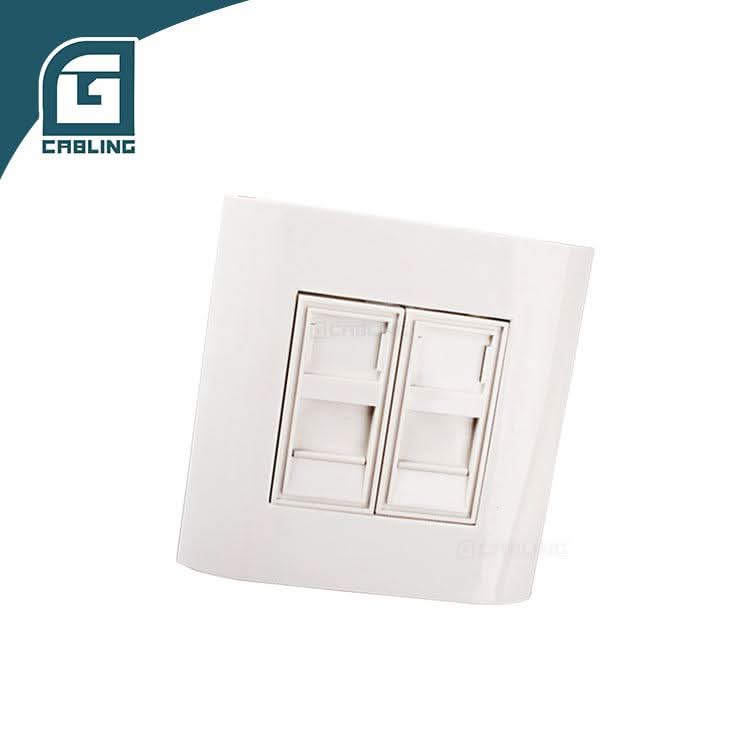 Gcabling France type 2-port face plate 80*80mm Standard Keystone Jack - Gcabling