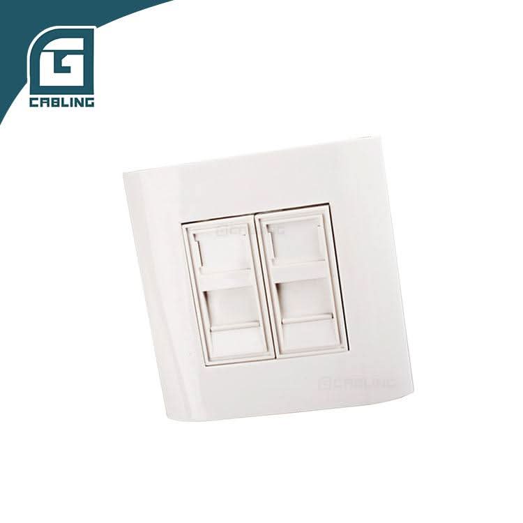 Gcabling France type 2-port face plate 80*80mm Standard Keystone Jack - Gcabling