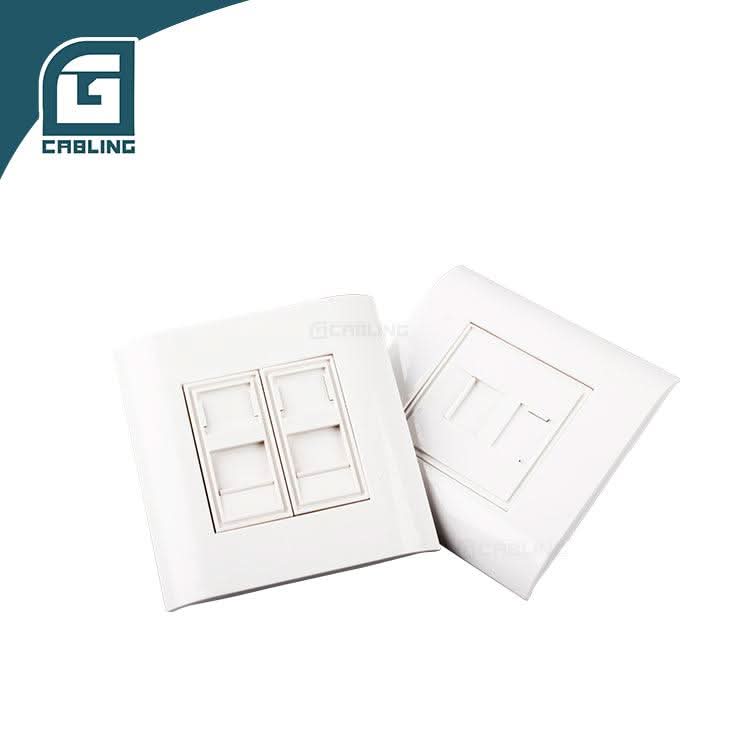 Gcabling France type 2-port face plate 80*80mm Standard Keystone Jack - Gcabling