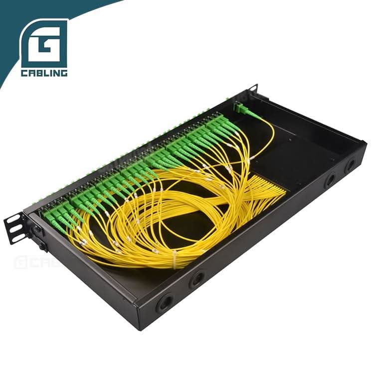 Gcabling 1U 19inch Fiber Rack Mount Panel with plc splitter 1x32 - Gcabling