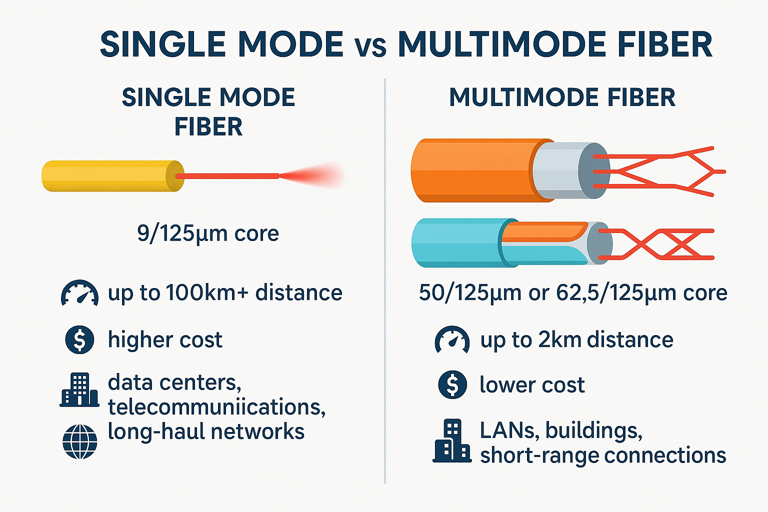 Single Mode vs Multimode Fiber: Performance, Cost, and Application ...