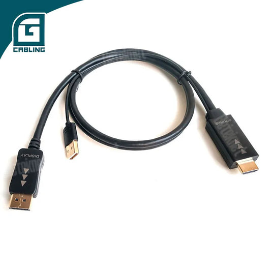 Gcabling Network HDMI to DP Cable Equipped with 30CM of USB Auxiliary 