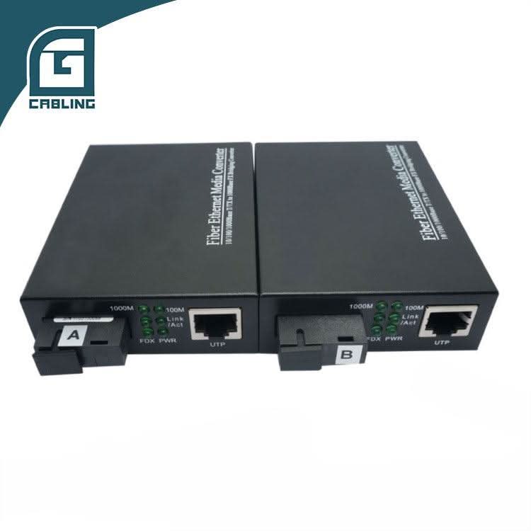 Gcabling Simplex 10/100/1000Mbps 20km RJ45 SC SM Fiber Converter fibre optic transceivers - Gcabling