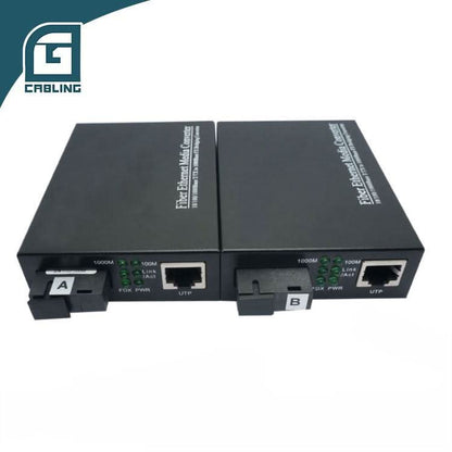 Gcabling Simplex 10/100/1000Mbps 20km RJ45 SC SM Fiber Converter fibre optic transceivers - Gcabling