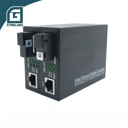 Gcabling Simplex 10/100/1000Mbps 20km RJ45 SC SM Fiber Converter fibre optic transceivers - Gcabling