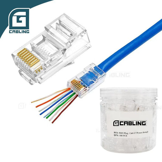 Gcabling Cat5E UTP connectors Cat6 rj45 pass through RJ45 Plug - Gcabling