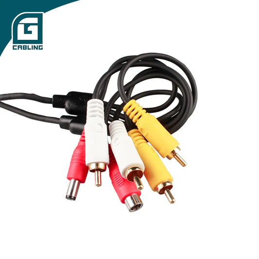 Gcabling Network Communication CCTV AV Power Audio cable 2RCA to 2RCA with DC Cable 