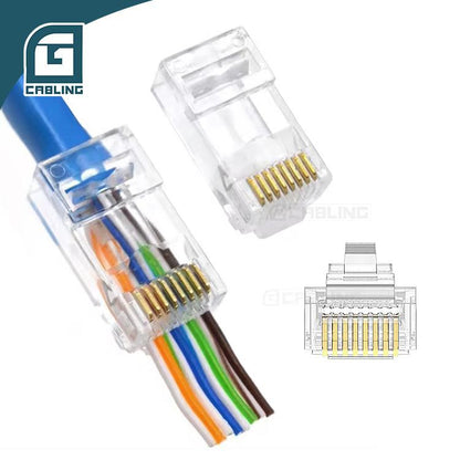 Gcabling Cat5E UTP connectors Cat6 rj45 pass through RJ45 Plug - Gcabling
