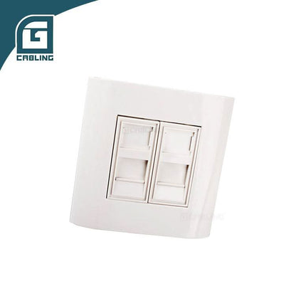 Gcabling France type 2-port face plate 80*80mm Standard Keystone Jack - Gcabling