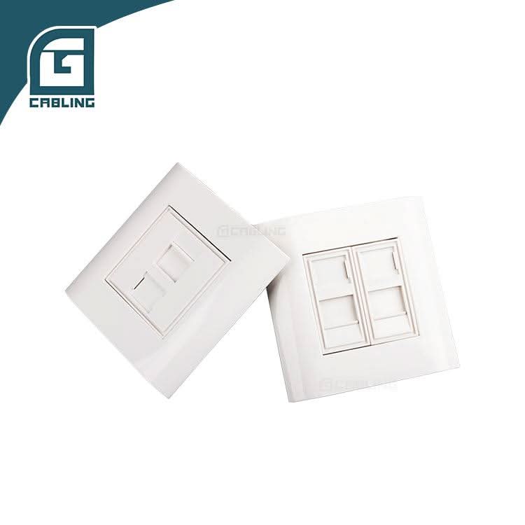 Gcabling France type 2-port face plate 80*80mm Standard Keystone Jack - Gcabling