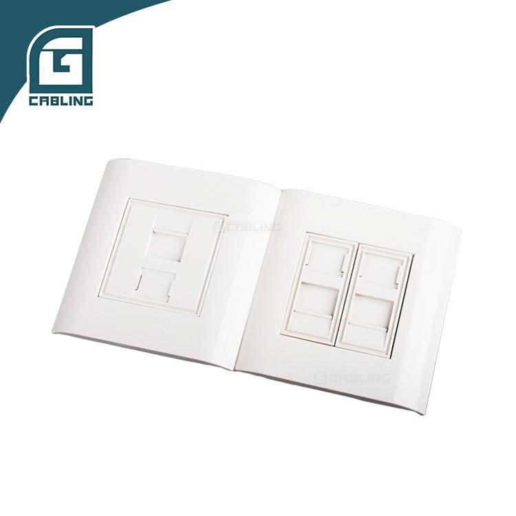Gcabling France type 2-port face plate 80*80mm Standard Keystone Jack - Gcabling